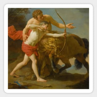 The Centaur Chiron Instructing Achilles by Louis-Jean-Francois Lagrenee Magnet